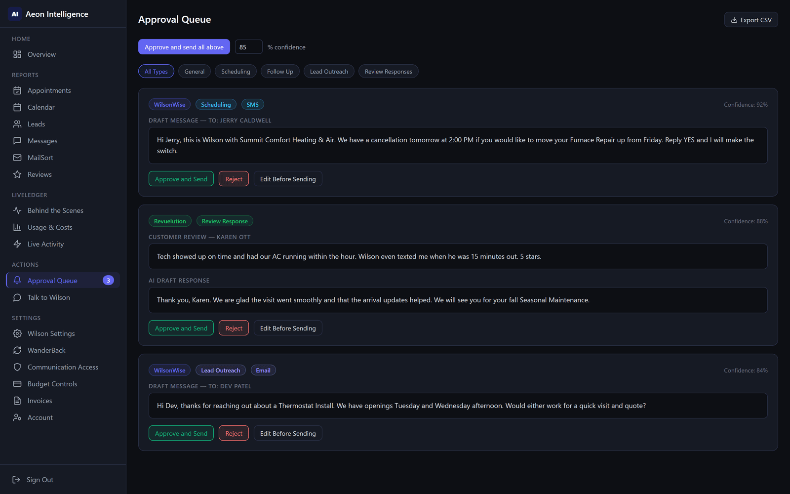 LiveLedger approval queue